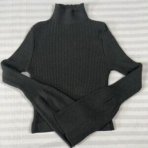 FARM RIO Sweater Womens Small Black Ribbed Knit Turtleneck Long Sleeve Stretchy